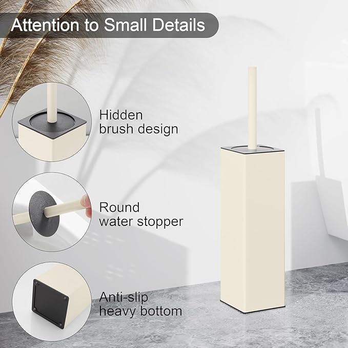 BVL Toilet Brush and Holder Set White Freestanding - Image 5