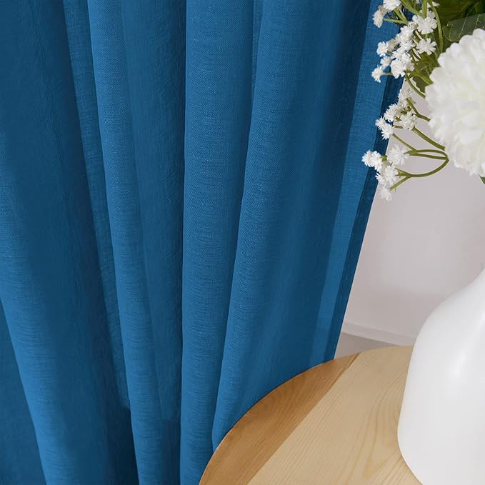 Tollpiz Sheer Curtains Linen Textured Living Room Curtain Sheers Light - Image 3