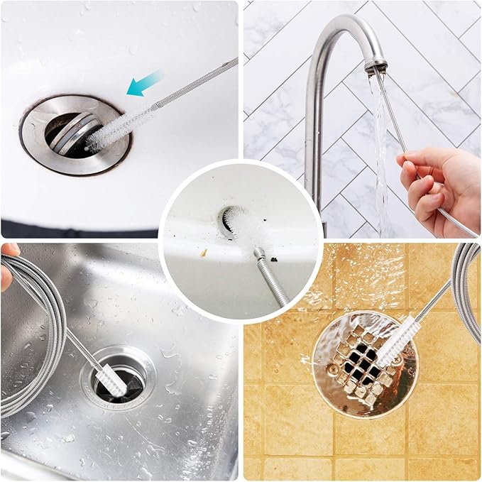 Extra-Thick Drain Brush with Stronger Spring 61-Inch Stainless Steel and Nylon - Image 4