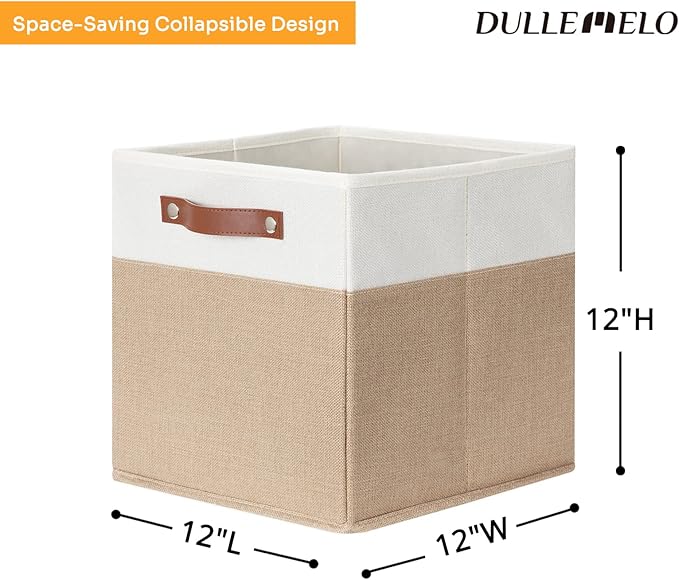 DULLEMELO Cube Storage Bins, Collapsible foldable Linen Canvas Closet Storage - Image 2
