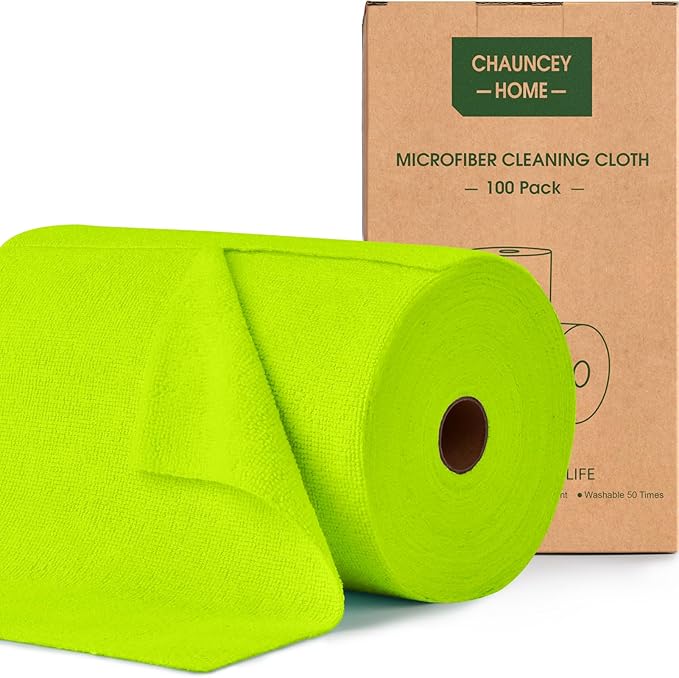 Roll of Microfiber Cleaning Cloth –100 Pack, Tear Away Microfiber Towels by CHAUNCEYHOME
