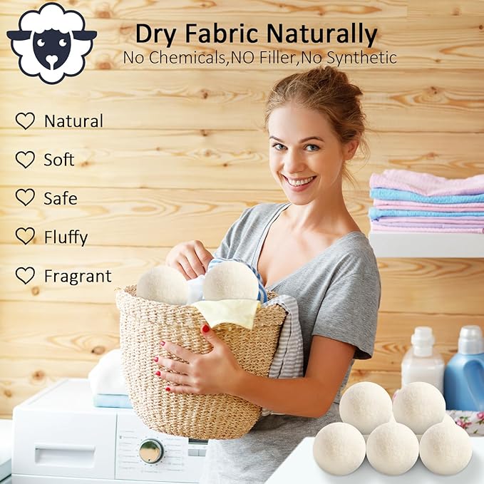 24 Pack Wool Dryer Balls XL Reusable Laundry Balls - Image 4