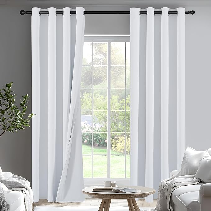PONY DANCE White 100% Blackout Curtains by PONYDANCE