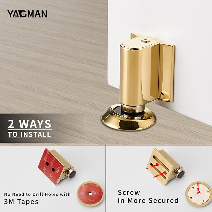 3 Pack Magnetic Door Stoppers Retractable Bottom of Door Holder No Drilling - Image 5