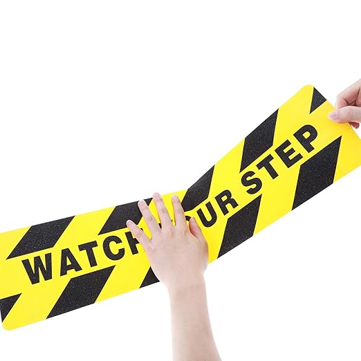 Boao 4 Pieces Watch Your Step Stickers Sign 6 x 24 Inch Caution Watch Your Step - Image 5