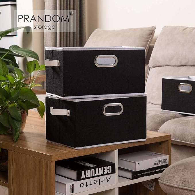 PRANDOM Fodable Storage Bins for Closet Decorative Fabric Storage Baskets Cubes - Image 2