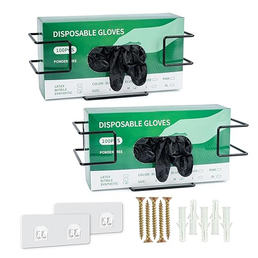 Glove Box Holder 2 Pack, Disposable Glove Dispenser Wall Mount, Metal Glove by Unknown