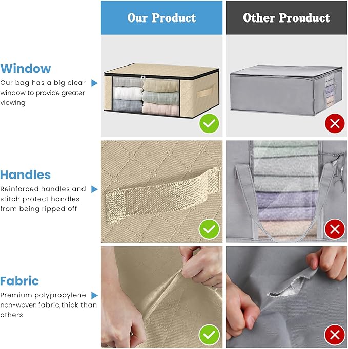 HomeHacks Storage 8-Pack Clothes Organizer Storage Bags Foldable Storage Box - Image 5