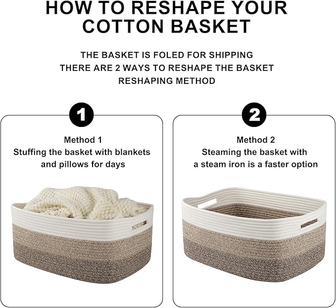Large Storage Basket for Organizing, Woven Rope Basket for Shelves, Closet - Image 8