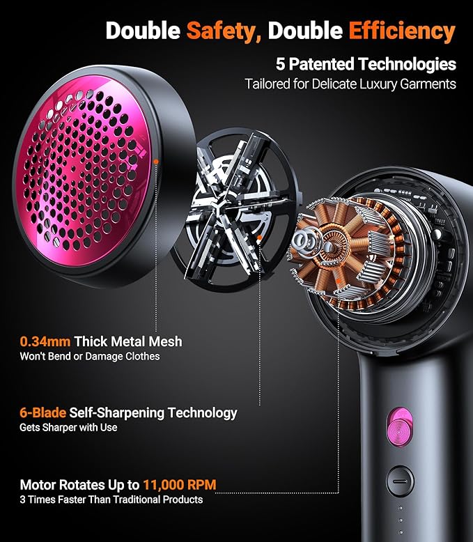 TORRAS Rechargeable Fabric Shaver Electric Lint Remover 3-Speed Remove Fuzz - Image 7