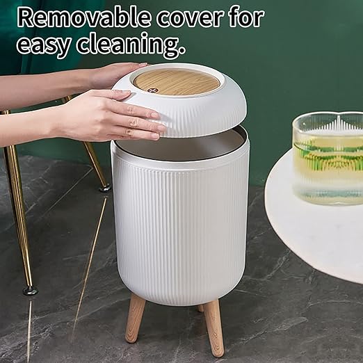 Trash Can With Lid for Bathroom, 2 Gallon/10 Liter Round Garbage Bin With Press - Image 5