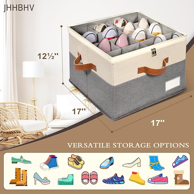 2 Pack Shoe Organizer for Closet, Adjustable Shoe Box Storage Containers - Image 6
