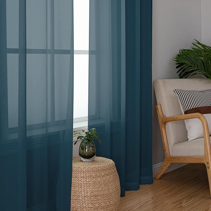 Chyhomenyc Stone Blue Sheer Curtains 78 Inches Long 2 Panels Set - Image 5
