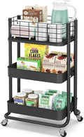 KINGRACK 3 Tier Rolling Cart, Metal Mobile Storage Shelf by KINGRACK