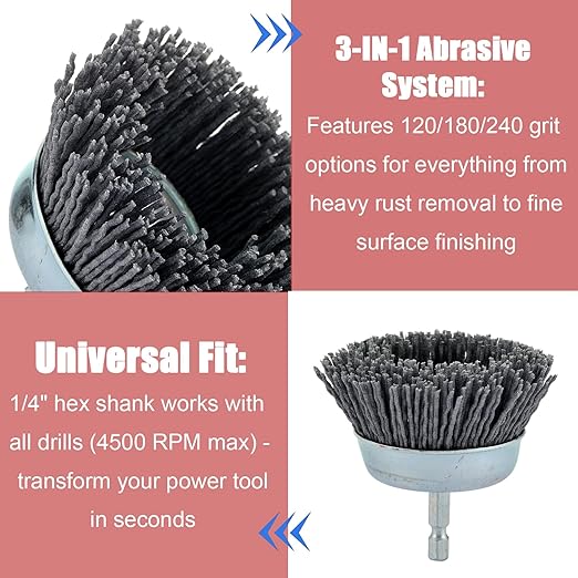 MAXMAN Nylon Drill Brush Set for Rust Removal - Image 3
