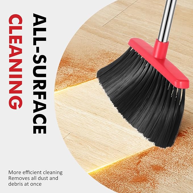 Heavy Duty Broom, 55 Inch Long Handle Outdoor Large Angle Brooms - Image 6