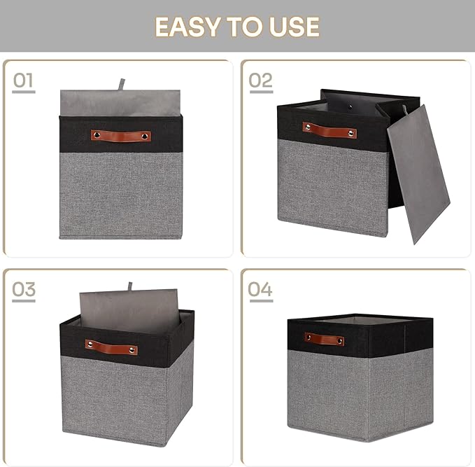 HNZIGE Storage Baskets for Organizing, Square Fabric Storage Cubes Bins 13 x 13 - Image 7