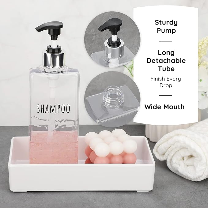 Segbeauty 3pcs Clear Soap Dispenser, 16.9oz Refillable Shampoo Conditioner - Image 3