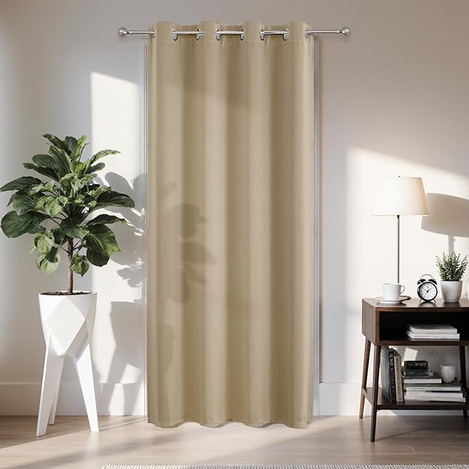 Joydeco Blackout Door Curtain for Doorway Privacy 108 Inches Long, Grommet by JOYDECO