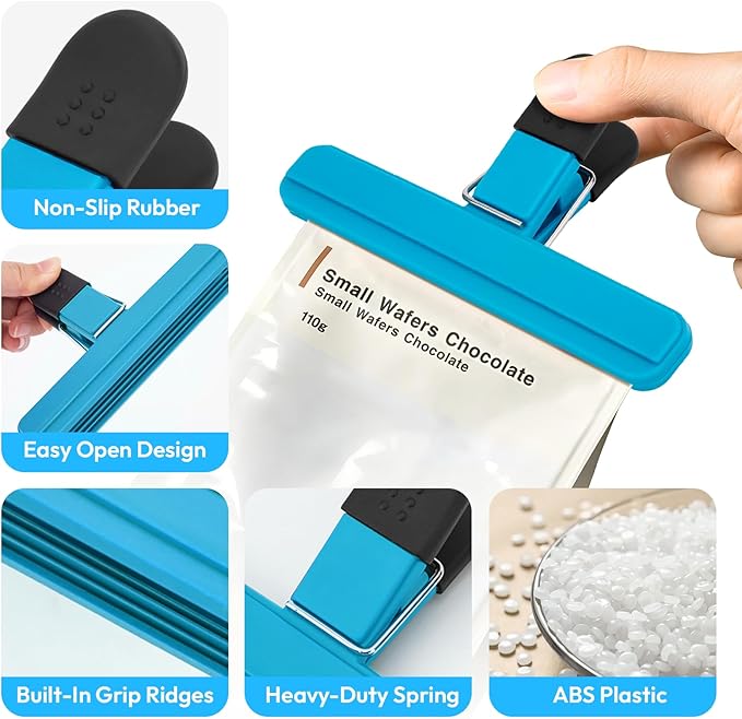 OWLKELA Chip Clip, 12 Pack Colors Wide Open Bag Clips - Image 3