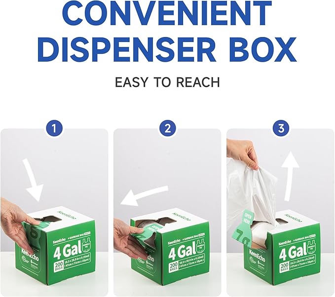 Small Trash Bags with Handles 2 Gallon 200 Count White - Image 3
