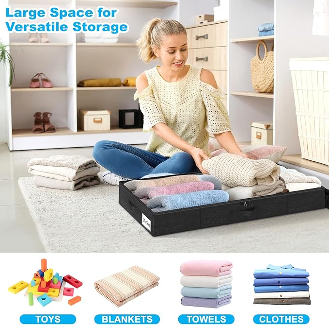 Under Bed Storage Container Bin 4 Pack, 4.5 Inch Slim Low Profile Underbed - Image 3