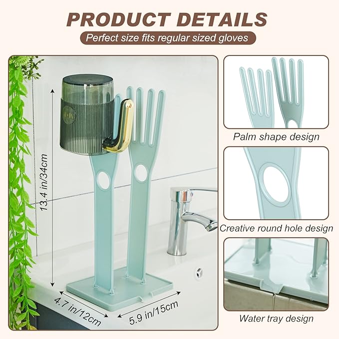 Nuenen 2 Pieces Kitchen Glove Holder Glove Drying Rack Dryer Plastic Mitten - Image 2