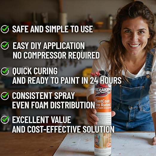Kraken Bond Fastcoat Fire Rated Spray Foam Insulation Closed Cell in a Can 480 - Image 3