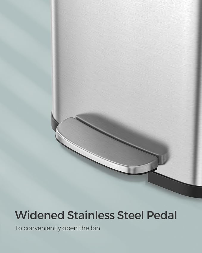 SONGMICS Kitchen Trash Can, 13 Gallon Stainless Steel Garbage Can, - Image 5
