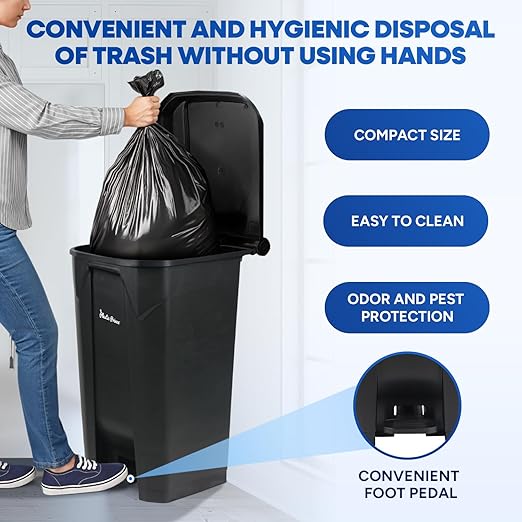 27 Gallon Step-On Trash Can/Container, Hands-Free Disposal - Image 8