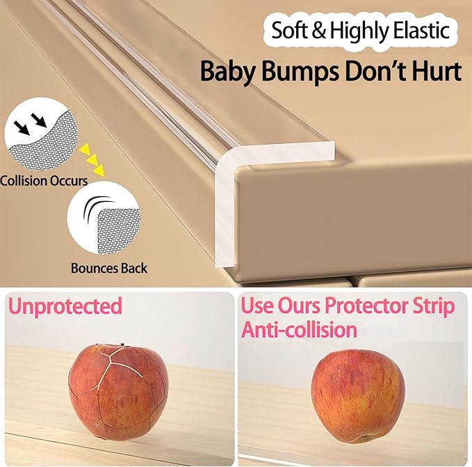 Clear Soft Corner Protectors for Furniture Strip, 0.8in x13FT, Sharp Edge & - Image 4