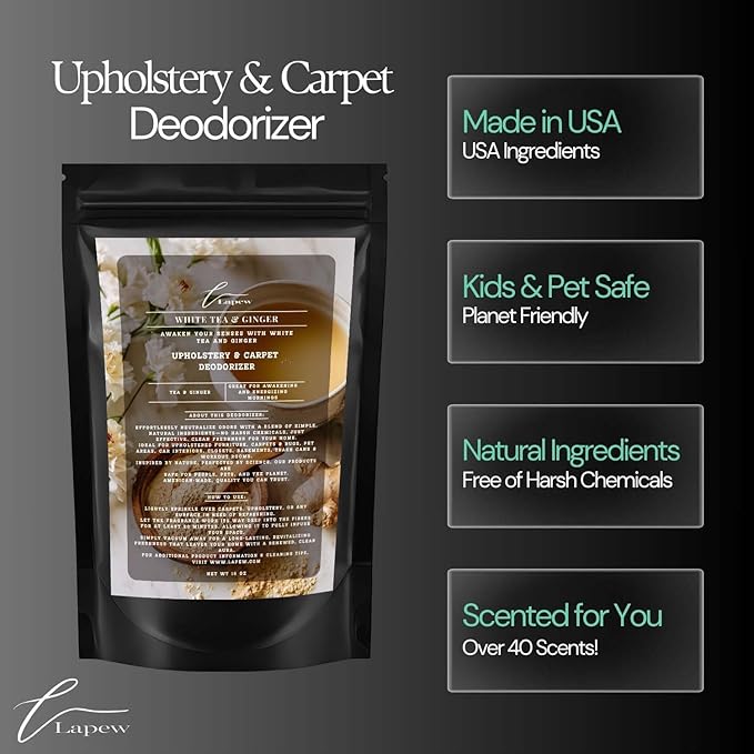 White Tea & Ginger Carpet Freshener Powder: Powerful Odor Eliminator - Image 6
