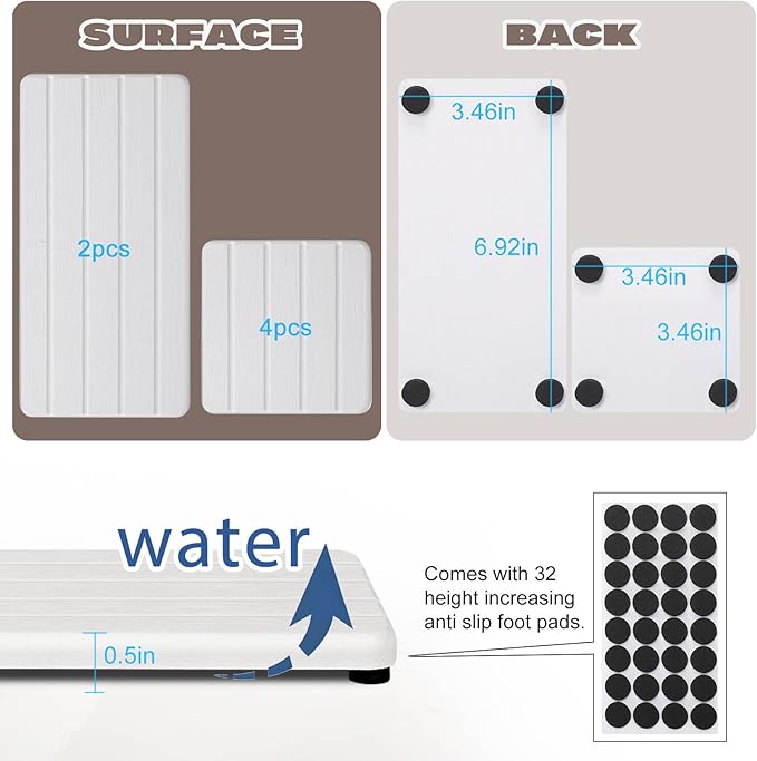 6PCS Fast Drying Diatomite Stone Sink Tray, Stone Drying Tray - Image 4