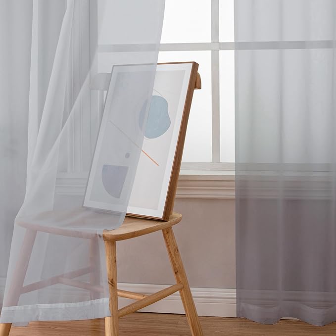 Chyhomenyc Light Grey Sheer Curtains 72 Inch Length 2 Panels, Light Filtering - Image 5