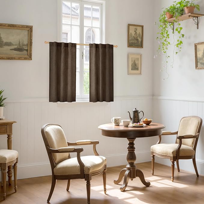 YoungsTex Brown Linen Curtains 40 Inch Length - Image 2