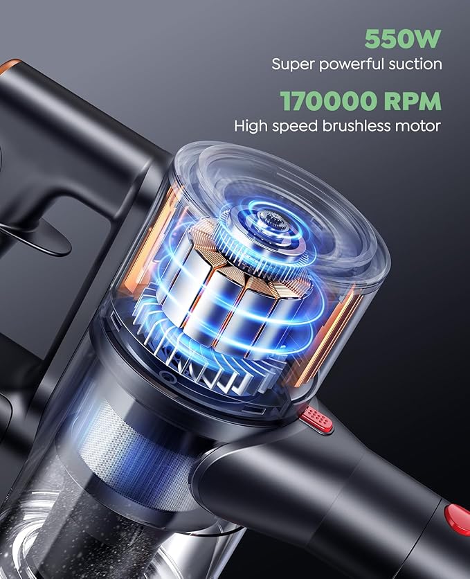 Cordless Vacuum Cleaner, 45Kpa 550W 60Mins Vacuum Cleaners - Image 3