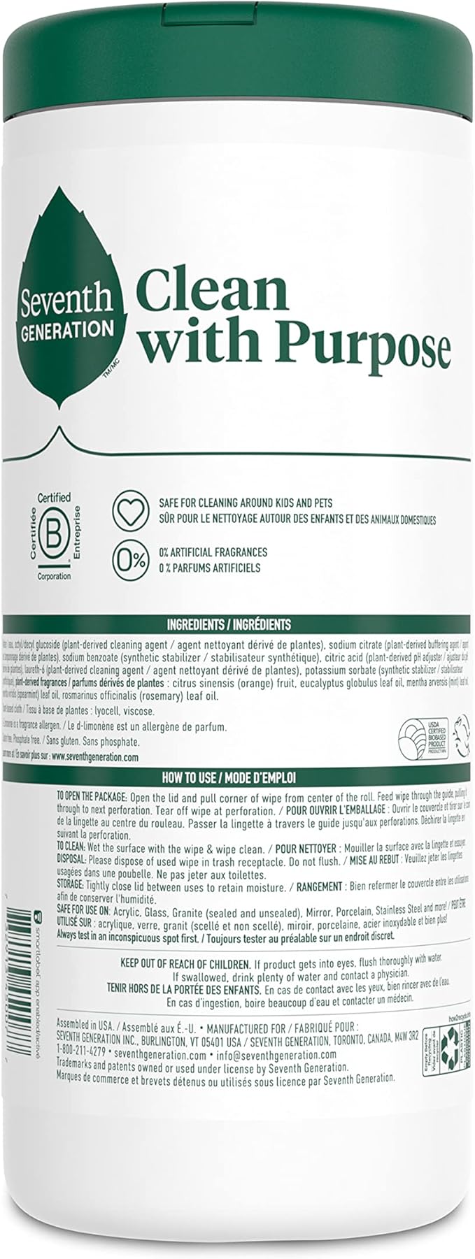 Seventh Generation Multi-Surface Cleaning Wipes, Garden Mint Scent, Cuts Grease - Image 3