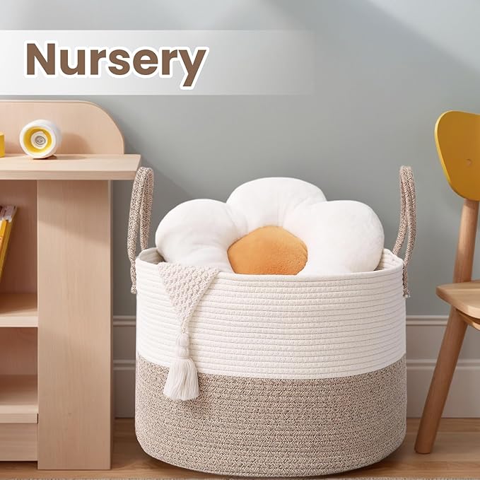 Woven Blanket Basket, 115L Large Rope Storage Bin - Image 4