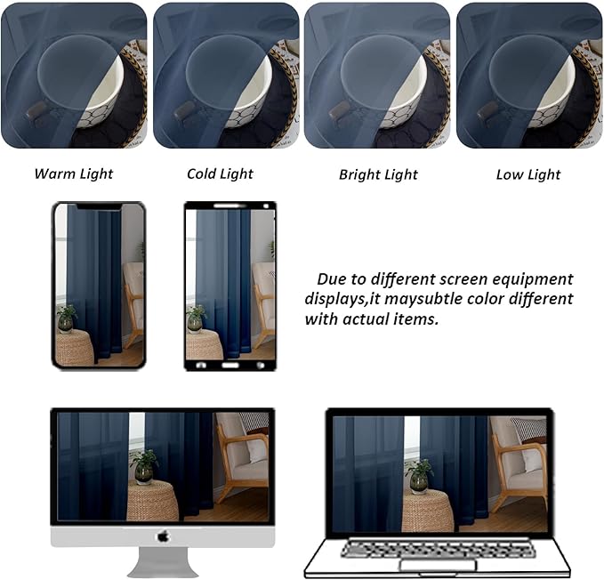 Chyhomenyc Navy Blue Sheer Curtains 78 Inches Long 2 Panels Set - Image 4