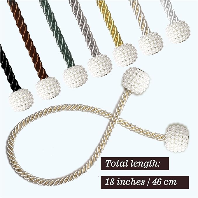 Hion Magnetic Curtain Tiebacks Gray Blue 2pcs, Curtain Tiebacks Buckles - Image 7
