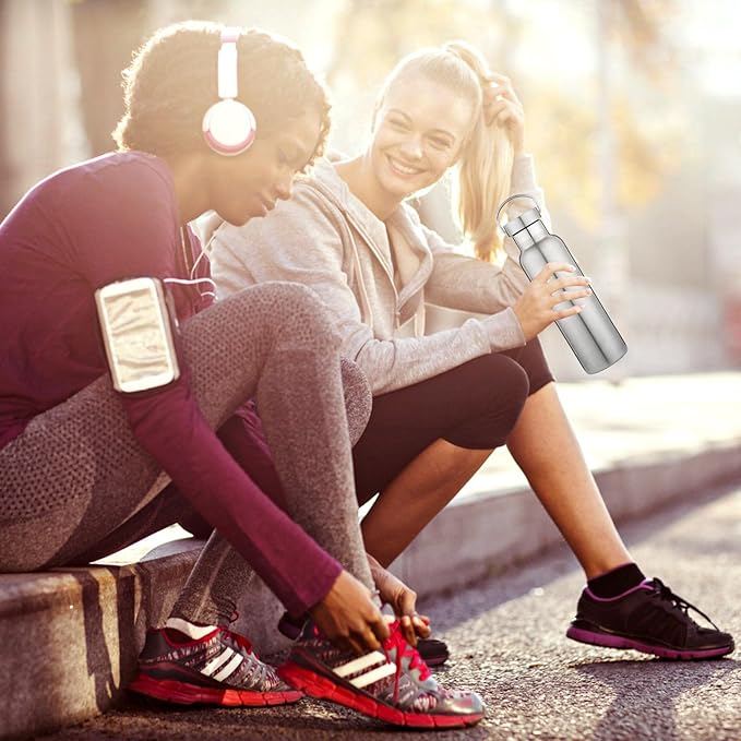 Neihepal Silver Stainless Steel Water Bottles, 20 Ounce Vacuum Insulated Double - Image 6