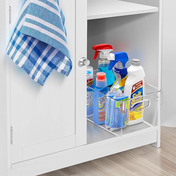 Sorbus 4 Pack Medium Clear Plastic Storage Bins, Refrigerator, Under Sink - Image 2