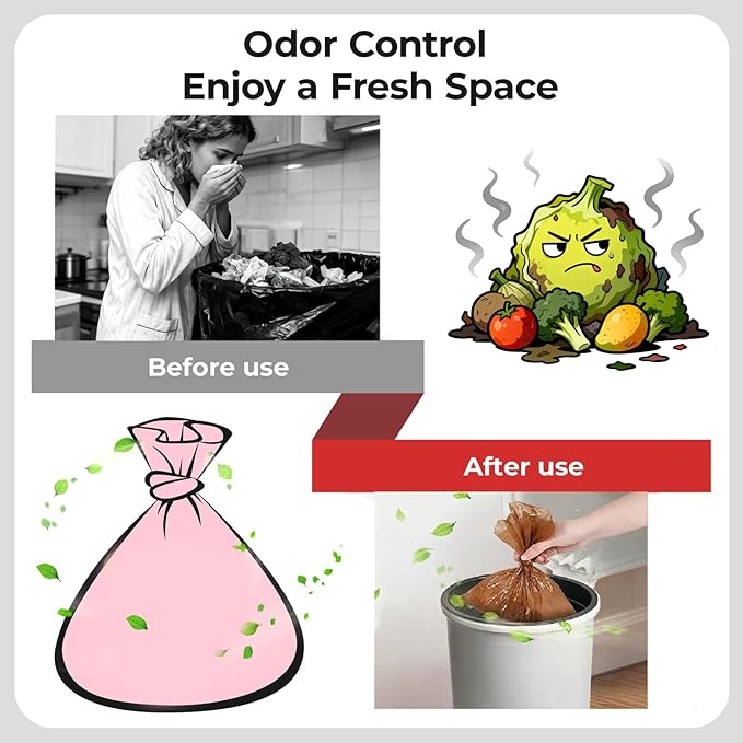 Odor Sealing Small Trash Bags Home & Food Use L-90 Count Disposable Bags - Image 3