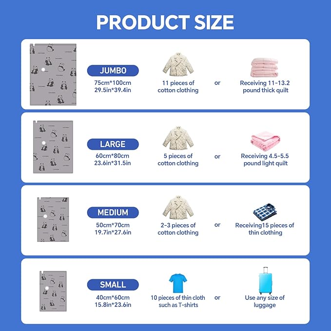 8 Pack Tear-Proof Jumbo Vacuum Storage Bags - Image 8