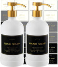 16oz Glass Soap Dispenser with Stainless Steel Pump, 21 Waterproof Labels by Verute