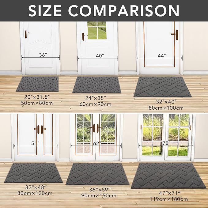 hicorfe Indoor Door Mat, Non Slip Door Mats, Absorbent Resist Dirt Entrance - Image 5