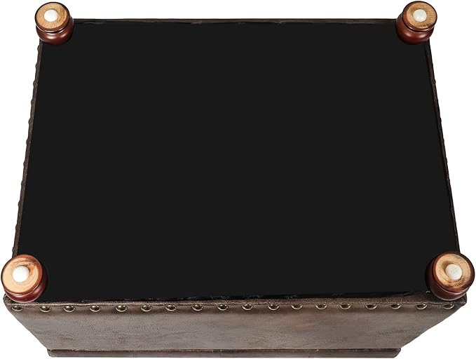 24'' Leather Ottoman with Storage Rectangle Foot Rest Ottomans Stool - Image 7