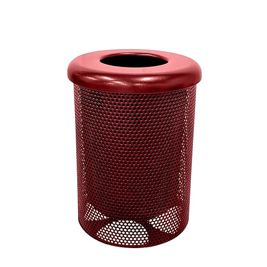 COATEDOUTDOORFURNITURE RFT-P-TXTBUR Heavy Duty Round Trash Receptacle by CoatedOutdoorFurniture