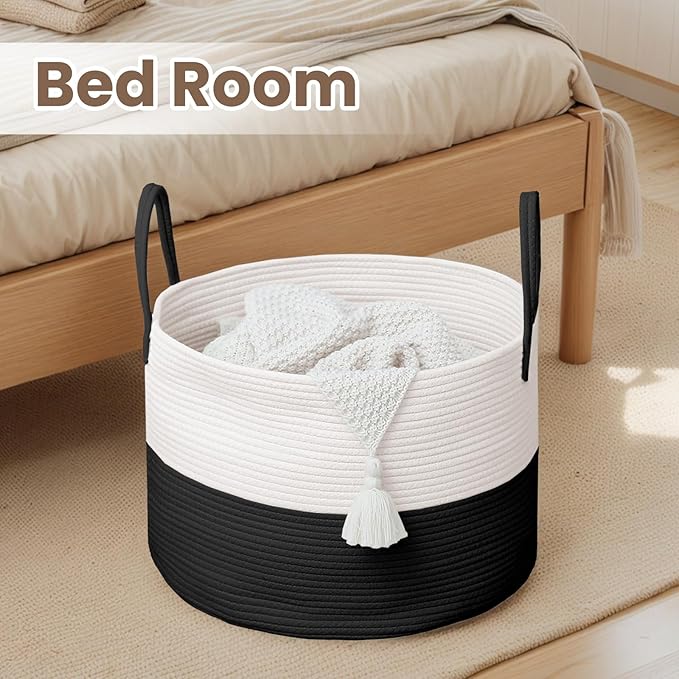 Woven Blanket Basket, 115L Large Rope Storage Bin - Image 6