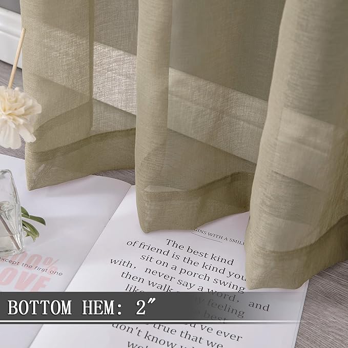 Tollpiz Sheer Curtains Living Room Linen Textured Curtain Sheers Light - Image 4